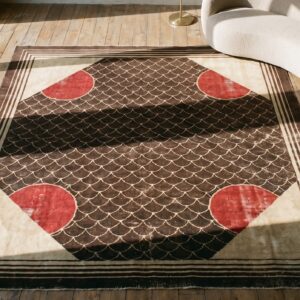 Rare Antique Classic European Art Deco Design English Room Size Carpet (SKU 18992) - styled overhead view