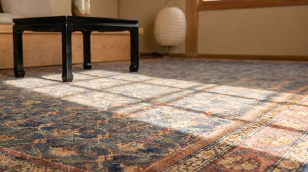 Rare collectable 18th century antique room size indian deccani carpet 9 Rare collectable 18th century antique room size indian deccani carpet (sku 17466) - in-room detail
