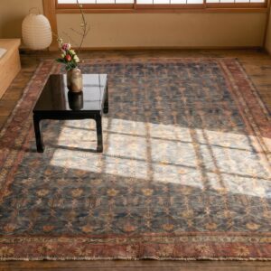 Rare Collectable 18th Century Antique Room Size Indian Deccani Carpet (SKU 17466) - styled overhead view