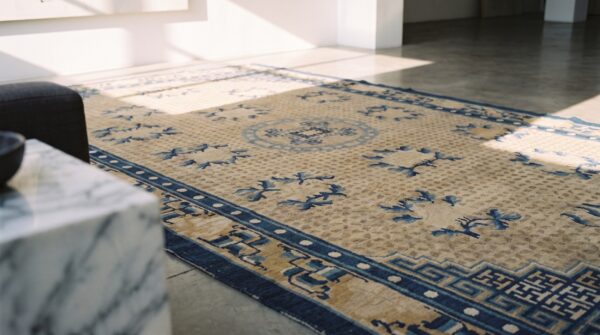Rare early 19th century antique chinese ningxia carpet 6 Rare early 19th century antique chinese ningxia carpet (sku 21662) - in-room detail