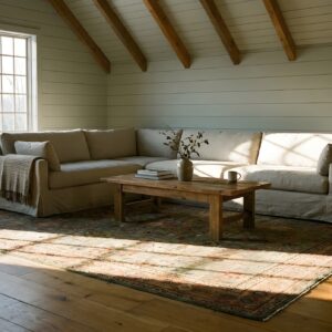 Rare Green Color Room Size Antique Persian Sultanabad Wool Pile Area Rug (SKU 21651) - room view