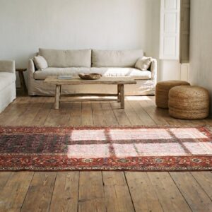 Rare Green Antique Paisley Tribal Pattern Northwest Persian Hallway Runner Rug (SKU 18031) - room view
