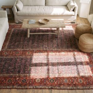 Rare Green Antique Paisley Tribal Pattern Northwest Persian Hallway Runner Rug (SKU 18031) - styled overhead view