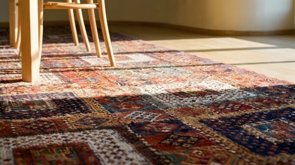 Rare large long and narrow antique tribal caucasian verneh flat weave kilim gallery rug 8 Rare large long and narrow antique tribal caucasian verneh flat weave kilim gallery rug (sku 25615) - in-room detail