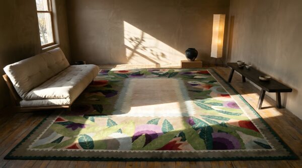 Antique rare large size art deco chinese floral hand knotted rug (sku 24861) - room view