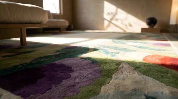 Antique rare large size art deco chinese floral hand knotted rug (sku 24861) - in-room detail