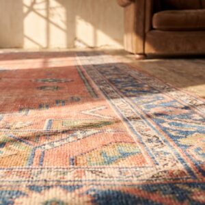 Rare Massive Oversized Early 20th Century Coral Tribal Rabat Moroccan Berber Carpet (SKU 19390) - in-room detail