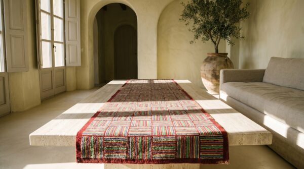 Rare pair of antique american folk art jewel tone hooked hallway runner rugs (sku 19226) - room view