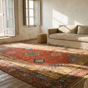 Rare Antique Red Rustic Tribal Geometric Oversized Moroccan Rabat Berber Carpet (SKU 18781) - room view