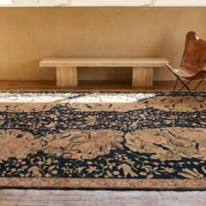 Rare Antique Room Size Black Caucasian Karabagh Area Rug (SKU 19610) - room view