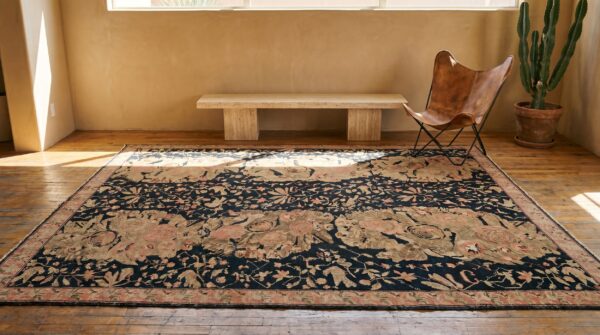 Rare antique room size black caucasian karabagh area rug 7 Rare antique room size black caucasian karabagh area rug (sku 19610) - room view