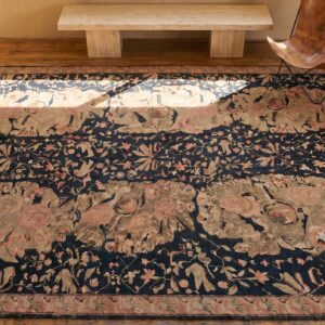 Rare Antique Room Size Black Caucasian Karabagh Area Rug (SKU 19610) - styled overhead view