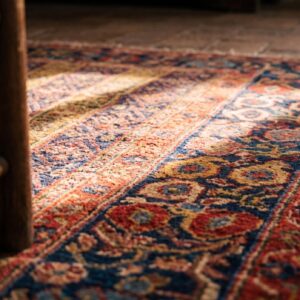 Rare Antique Shawl Pattern Persian Bidjar Wide Gallery Size Yellow Rug (SKU 21324) - in-room detail