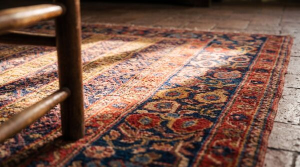 Rare antique shawl pattern persian bidjar wide gallery size yellow rug 7 Rare antique shawl pattern persian bidjar wide gallery size yellow rug (sku 21324) - in-room detail