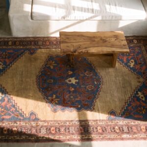 Rare Small Size Antique Tribal Geometric Persian Bakshaish Area Rug (SKU 24511) - styled overhead view