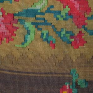 Rare Square Antique Floral Medallion Bessarabian Kilim Rug (SKU 2400) - room view