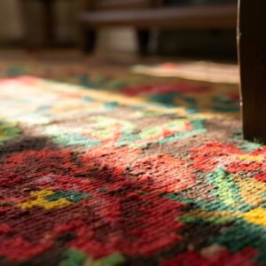 Rare Square Antique Floral Medallion Bessarabian Kilim Rug (SKU 2400) - in-room detail