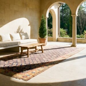 Rare Tribal Shrub Design Antique Mid 19th Century NW Persian Gallery Size Rug (SKU 24723) - room view