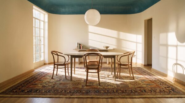 Rare tribal weeping willow design cream color antique room size persian bidjar rug 7 Rare tribal weeping willow design cream color antique room size persian bidjar rug (sku 25123) - room view