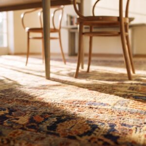 Rare Tribal Weeping Willow Design Cream Color Antique Room Size Persian Bidjar Rug (SKU 25123) - in-room detail