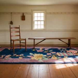 Hand Knotted Pile Antique Rectangle 1920s Blue Wool Rug (SKU 24083) - room view