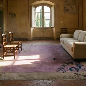 Rectangle 1920s Chinese - Art Deco Purple Room Size Antique Wool Knotted Rug (SKU 25448) - room view