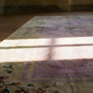 Rectangle 1920s Chinese - Art Deco Purple Room Size Antique Wool Knotted Rug (SKU 25448) - in-room detail