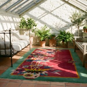 Rectangle Hand Knotted Pile 1920s Antique Wool Red Rug (SKU 25153) - room view