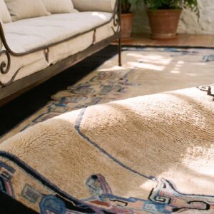 Rectangle 1920s Room Size Chinese - Art Deco Knotted Antique Wool Ivory Rug (SKU 23335) - in-room detail