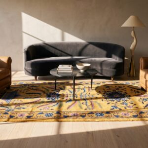 Rectangle Wool 1920s Antique Yellow Chinese Art Deco Rug (SKU 24710) - room view