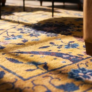 Rectangle Wool 1920s Antique Yellow Chinese Art Deco Rug (SKU 24710) - in-room detail