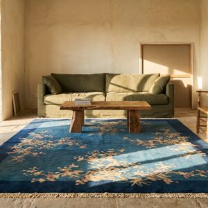 Rectangle Wool Hand Knotted Pile 1925 Antique Blue Rug (SKU 22881) - room view