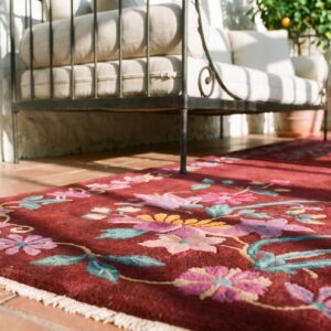 Rectangle 1930s Knotted Wool Antique Chinese Room Size - Art Deco Coral Rug (SKU 21861) - in-room detail