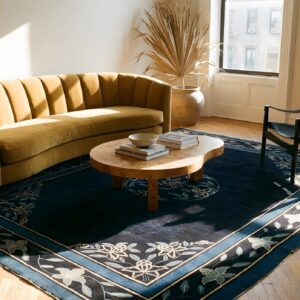 Rectangle Antique 1930s Room Size Wool Chinese Blue Knotted - Peking Rug (SKU 25812) - room view