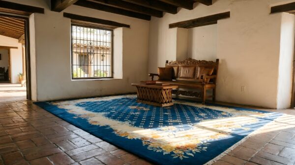 Wool rectangle 1935 chinese antique knotted - art deco room size blue rug 8 Wool rectangle 1935 chinese antique knotted - art deco room size blue rug (sku 25673) - room view