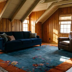 Rectangle Chinese - Art Deco Knotted Antique 1920s Wool Room Size Rug (SKU 25706) - room view
