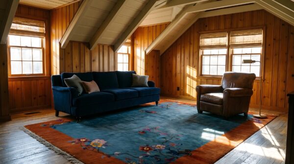 Rectangle chinese - art deco knotted antique 1920s wool room size rug (sku 25706) - room view