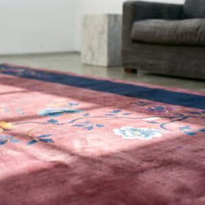 Rectangle Chinese - Art Deco Purple Knotted Wool Room Size Antique 1920s Rug (SKU 22615) - in-room detail