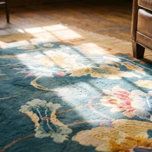 Rectangle Knotted Chinese - Art Deco Room Size Antique Wool Blue 1920s Rug (SKU 25423) - in-room detail