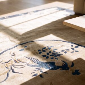 Rectangle Knotted Antique Chinese Ivory 1920s Room Size Wool - Peking Rug (SKU 24503) - in-room detail