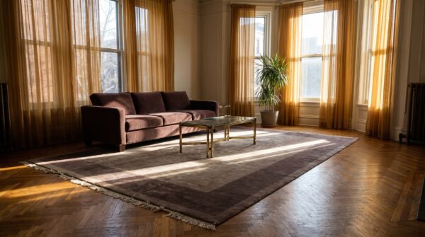 Rectangle chinese ivory antique - art deco knotted wool room size 1920s rug 7 Rectangle chinese ivory antique - art deco knotted wool room size 1920s rug (sku 25479) - room view
