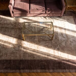 Rectangle Chinese Ivory Antique - Art Deco Knotted Wool Room Size 1920s Rug (SKU 25479) - styled overhead view
