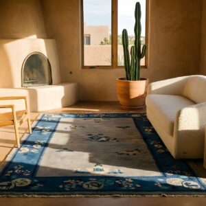 Rectangle Antique Chinese Knotted Wool Ivory Small Scatter Size 1920s - Peking Rug (SKU 23234) - room view