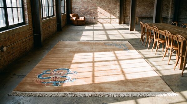 Rectangle chinese knotted room size antique - art deco 1920s wool rug 7 Rectangle chinese knotted room size antique - art deco 1920s wool rug (sku 22091) - room view