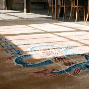 Rectangle Chinese Knotted Room Size Antique - Art Deco 1920s Wool Rug (SKU 22091) - in-room detail