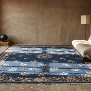 Wool Rectangle Large Antique Blue 1890s Hand Knotted Pile Rug (SKU 22934) - room view