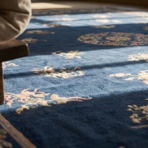 Wool Rectangle Large Antique Blue 1890s Hand Knotted Pile Rug (SKU 22934) - in-room detail