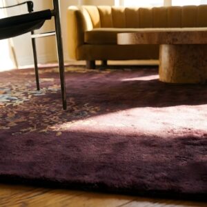 Hand Knotted Pile Wool Rectangle Purple 1920s Antique Rug (SKU 24327) - in-room detail