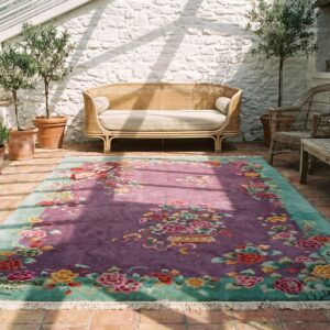 Rectangle Purple 1920s Antique Room Size Chinese Wool - Art Deco Knotted Rug (SKU 22645) - room view
