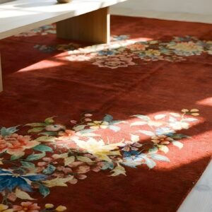 Rectangle Room Size 1930s Red Knotted Chinese - Art Deco Antique Wool Rug (SKU 25425) - in-room detail